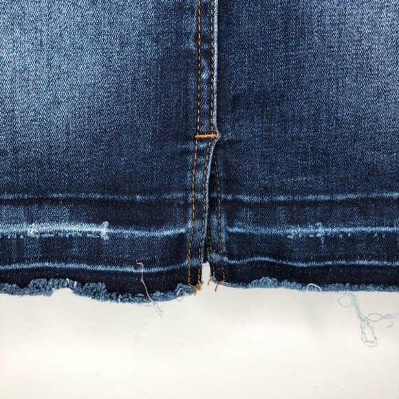 Kancan  Dark Wash Raw Hem Denim Mini Skirt Size 27 - Picture 6 of 8
